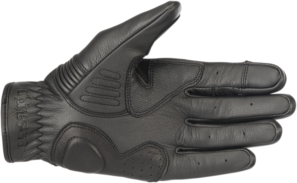 Alpinestars Crazy Eight Gloves - Black/Black, Small - Heritage-Inspired Leather Motorcycle Gloves