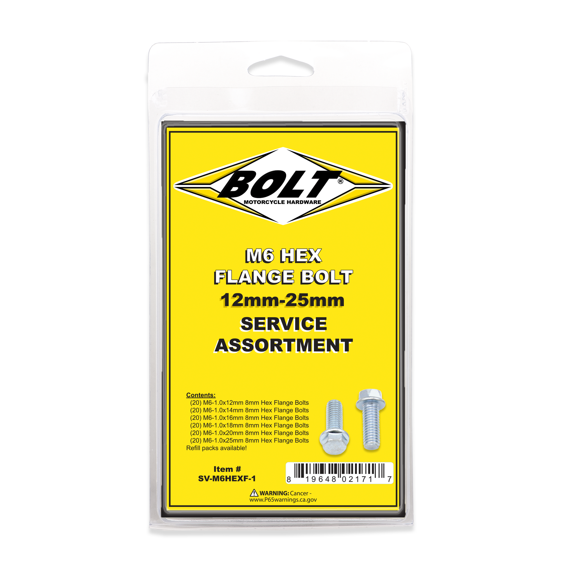 BOLT SV-M6HEXF-1 M6 8mm Hex Flange Bolt - Assorted Pack of 1