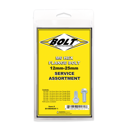 BOLT SV-M6HEXF-1 M6 8mm Hex Flange Bolt - Assorted Pack of 1