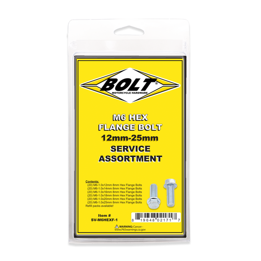 BOLT SV-M6HEXF-1 M6 8mm Hex Flange Bolt - Assorted Pack of 1