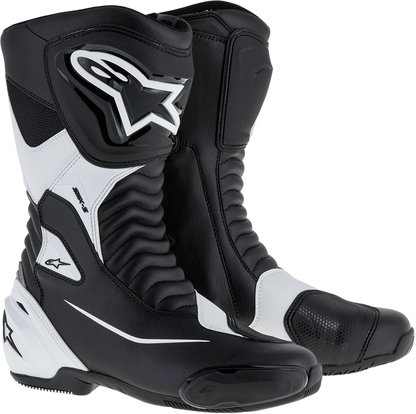 Alpinestars SMX-S Motorcycle Boots - Black/White, US 9.5 / EU 44 (Part No. 2223517-12-44)