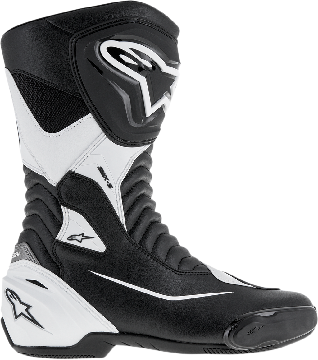 Alpinestars SMX-S Motorcycle Boots - Black and White, US Size 12 / EU 47 - Part 2223517-12-47