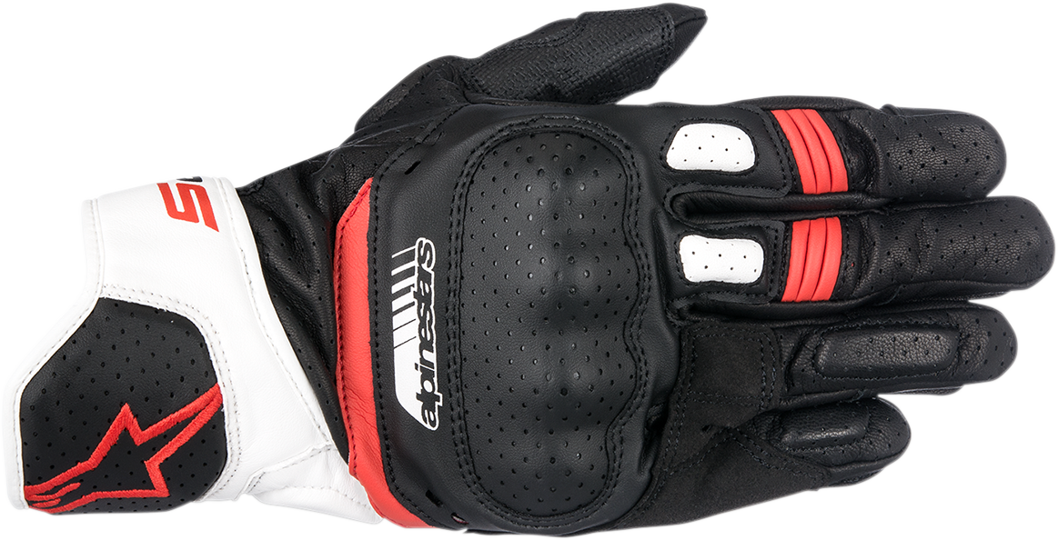 Alpinestars SP-5 Gloves Black/White/Red 2XL - High-Performance Motorcycle Gloves with Advanced Grip and Impact Protection