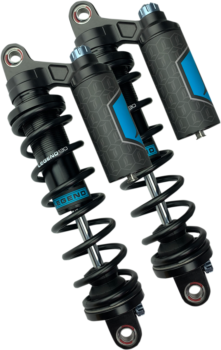 Legend Suspension Revo ARC Piggyback Shocks for 2004-2022 Harley Sportster, 14-inch Heavy Duty Black Part #1310-1897