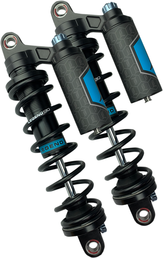Legend Suspension Revo ARC Piggyback Shocks for 2004-2022 Harley Sportster, 14-inch Heavy Duty Black Part #1310-1897
