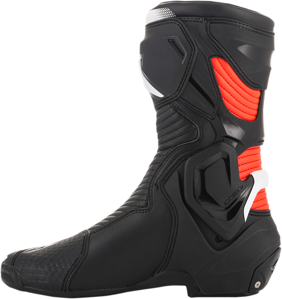 Alpinestars SMX Plus Motorcycle Boots - Black, White & Red Fluorescent, US 7.5 / EU 41, Part Number 2221019-1231-41