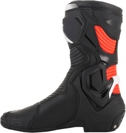 Alpinestars SMX Plus Motorcycle Boots - Black, White & Red Fluorescent, US 7.5 / EU 41, Part Number 2221019-1231-41