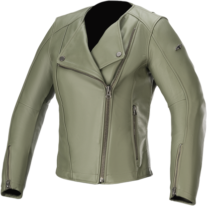 Alpinestars Stella Alice Jacket - Green US 14 / EU 50, Women's Motorcycle Riding Gear with Premium Leather and Adjustable Features