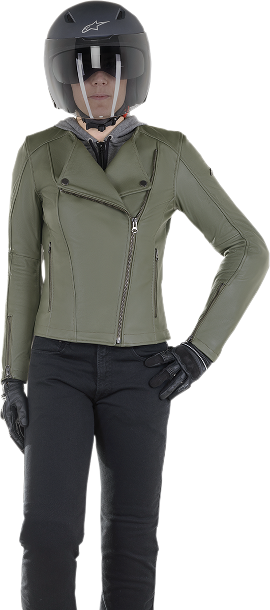 Alpinestars Stella Alice Jacket - Green US 14 / EU 50, Women's Motorcycle Riding Gear with Premium Leather and Adjustable Features