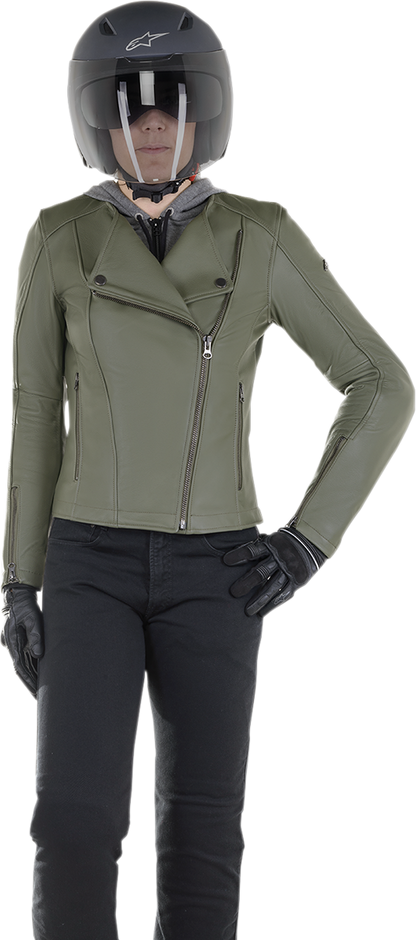 Alpinestars Stella Alice Jacket - Green US 14 / EU 50, Women's Motorcycle Riding Gear with Premium Leather and Adjustable Features