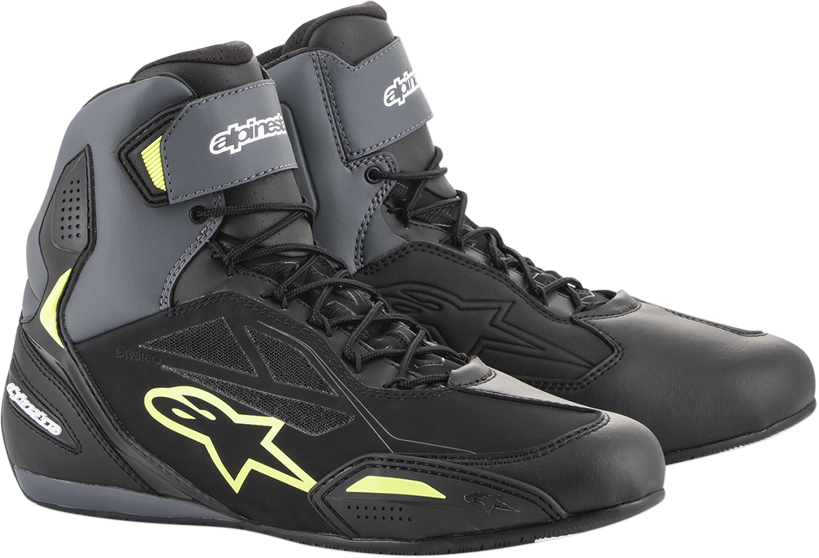 Alpinestars Faster-3 Drystar® Motorcycle Shoes - Black, Gray & Yellow, US 6.5