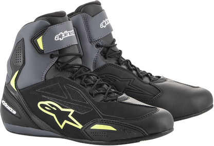 Alpinestars Faster-3 Drystar® Motorcycle Shoes - Black, Gray & Yellow, US 6.5