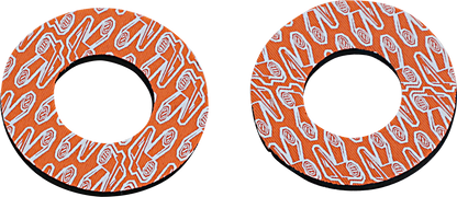 Renthal G204 Grip Donutz in White and Orange for Motorcycle Handlebar Protection