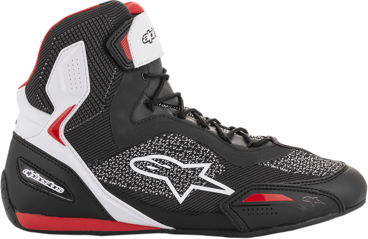 Alpinestars Faster-3 Rideknit® Road Racing Shoes - Black, White & Red, US Size 10 / EU 43 - Part Number 2510319123-10