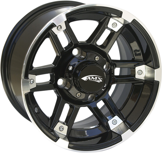 AMS Roll'n 104 Machined Black 12x7 Wheel with Center Cap - Part Number 2748-031AB