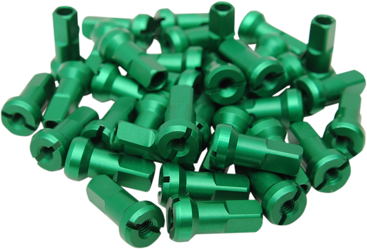 MOOSE OFFROAD MX1 Green 8-Gauge Spoke Nipples Set 24-860 - CNC Machined Aluminum for Dirt Bikes