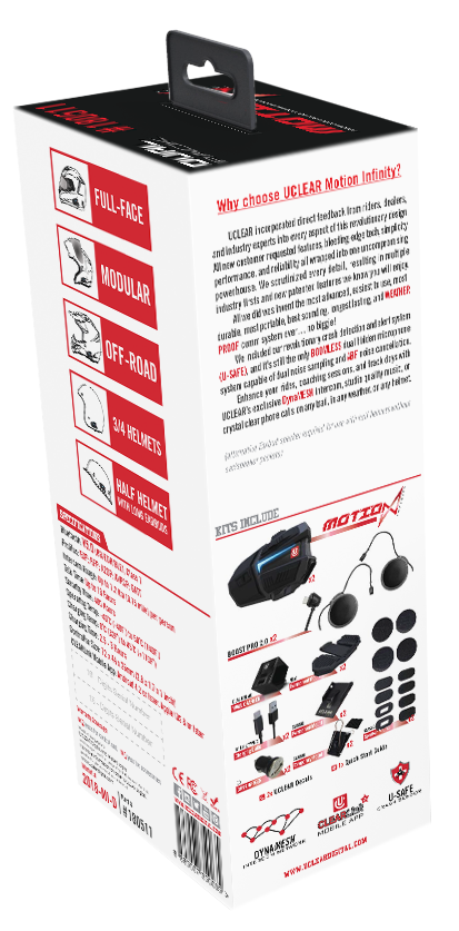 UCLEAR Motion Infinity Dual Bluetooth Communicator for Helmets - Part #180511