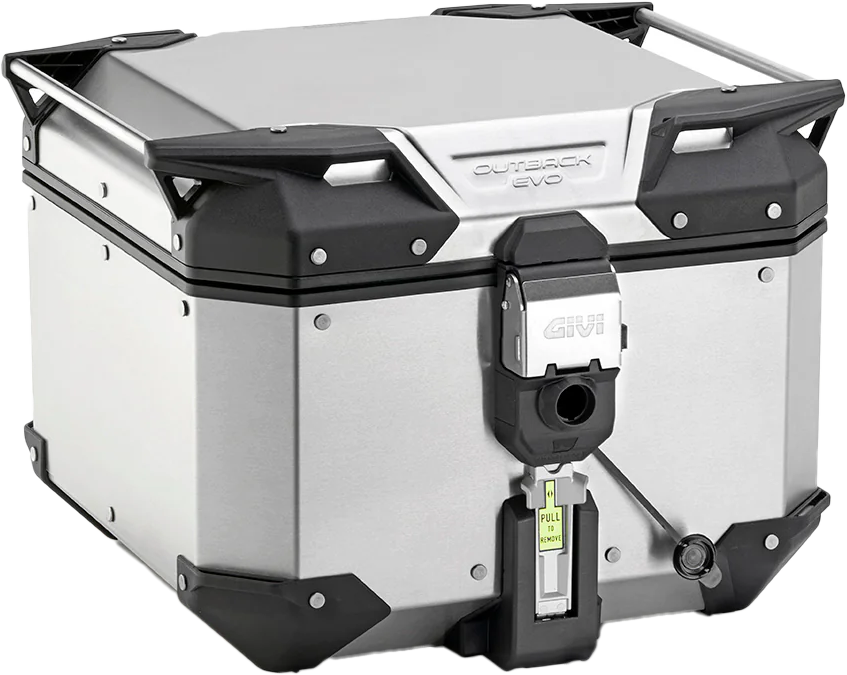 GIVI Outback Evo Smart Top Case 42L Silver - Secure Modular Motorcycle Storage with Monokey System