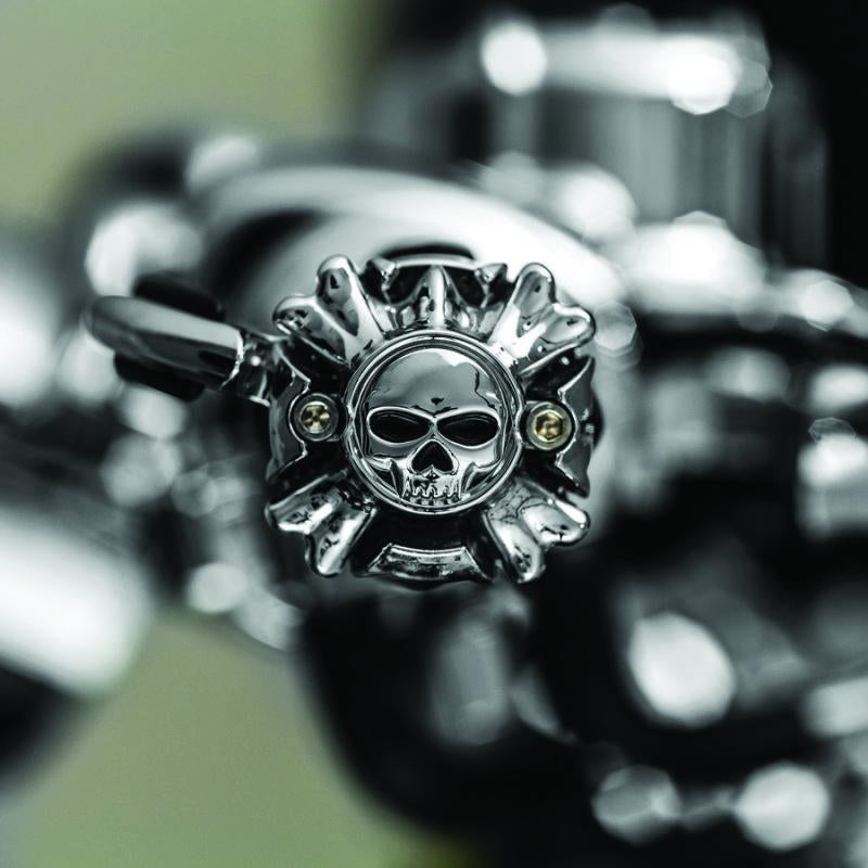 Kuryakyn Replacement Zombie Grip Emblems with Throttle Boss - Chrome Finish