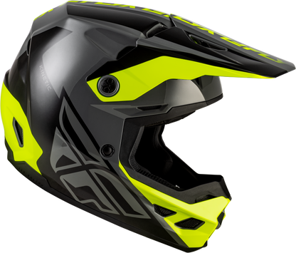FLY Racing Kinetic Crest Helmet Grey/Black/Hi Vis 2X – Off-Road Motorcycle Helmet with Advanced Ventilation