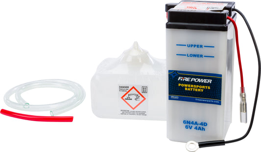 Fire Power 6N4A-4D 6V Motorcycle Battery with Acid Pack for Yamaha Models