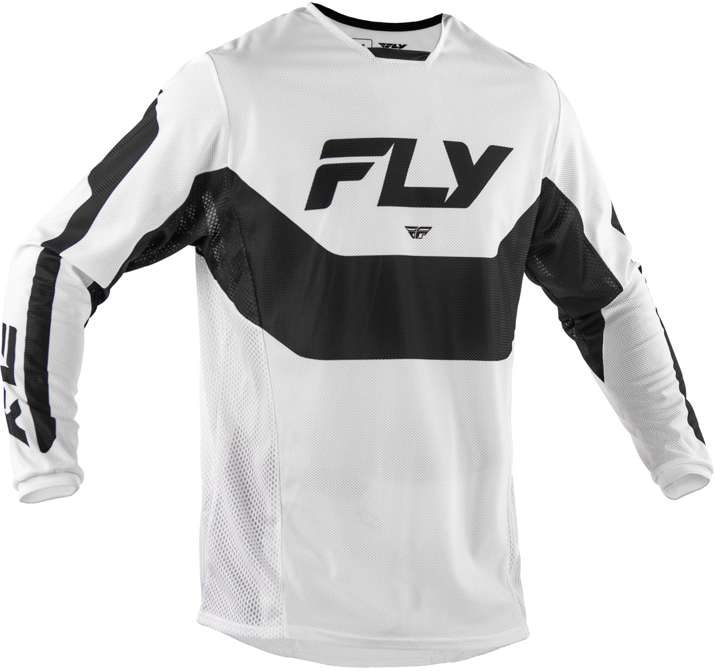 Fly Racing Kinetic Mesh Jersey White/Black Large - Breathable Dirt Bike Jersey for Maximum Comfort
