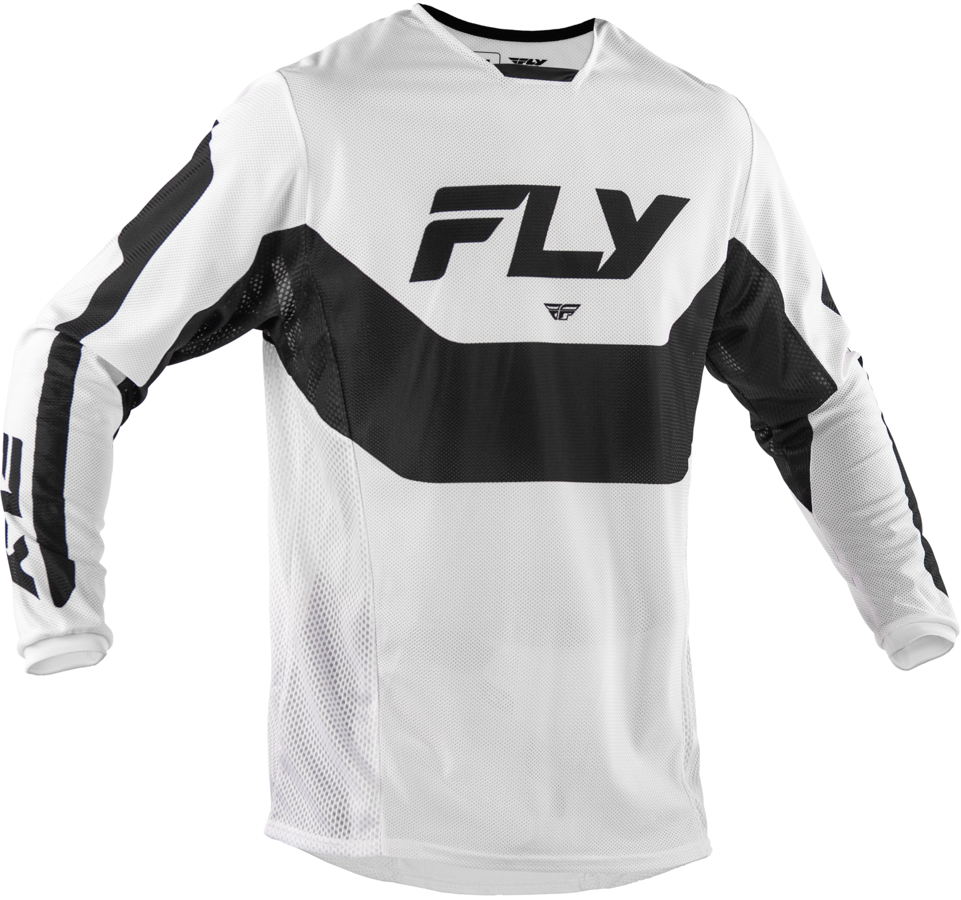 Fly Racing Kinetic Mesh Jersey White/Black Large - Breathable Dirt Bike Jersey for Maximum Comfort
