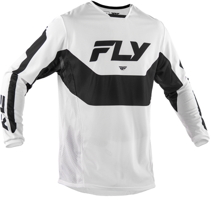 Fly Racing Kinetic Mesh Jersey White/Black Large - Breathable Dirt Bike Jersey for Maximum Comfort