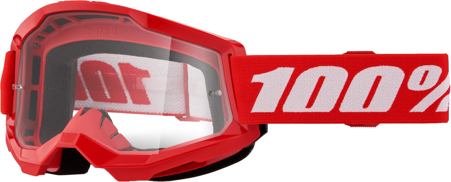 100-Percent Strata 2 Junior Goggle Red Clear Lens | Youth MTB & Snowboarding Goggles