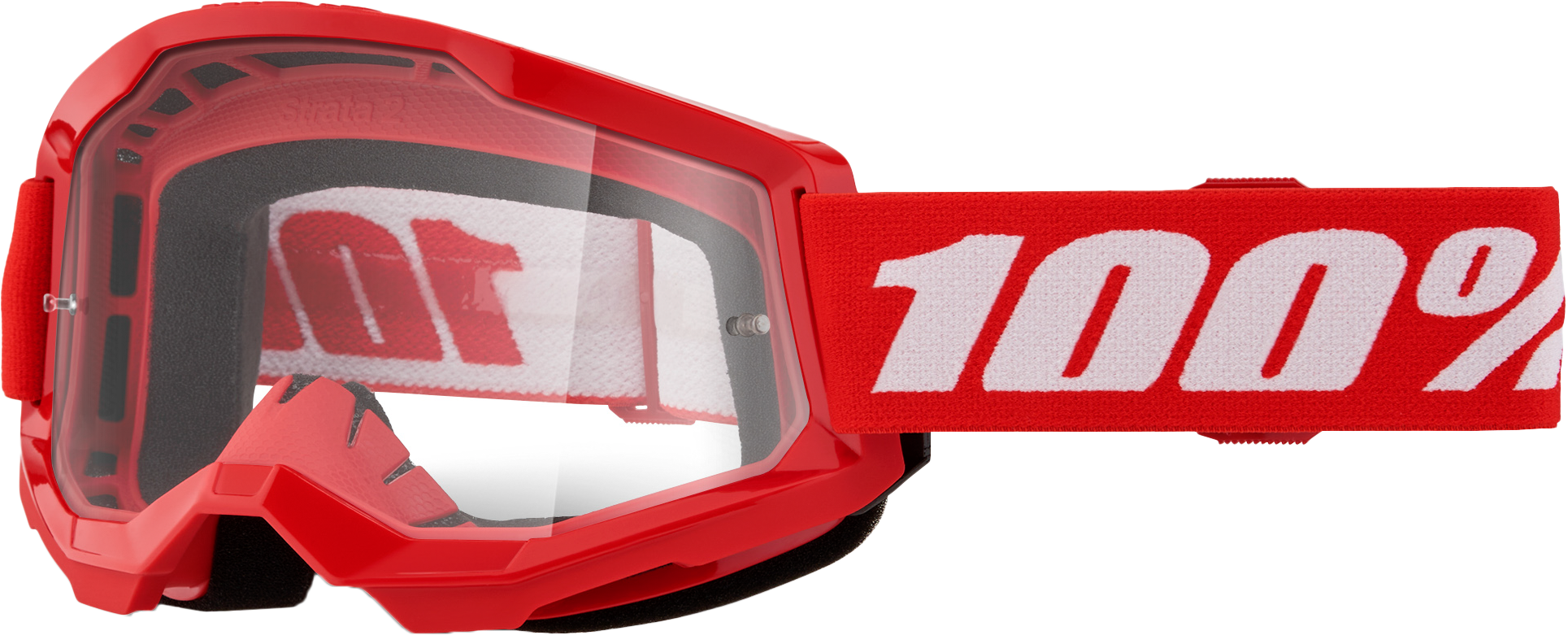 100-Percent Strata 2 Junior Goggle Red Clear Lens | Youth MTB & Snowboarding Goggles