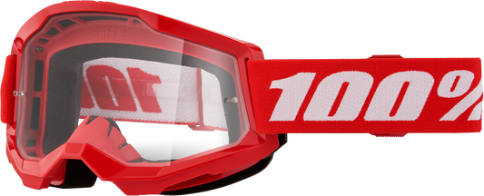 100-Percent Strata 2 Junior Goggle Red Clear Lens | Youth MTB & Snowboarding Goggles