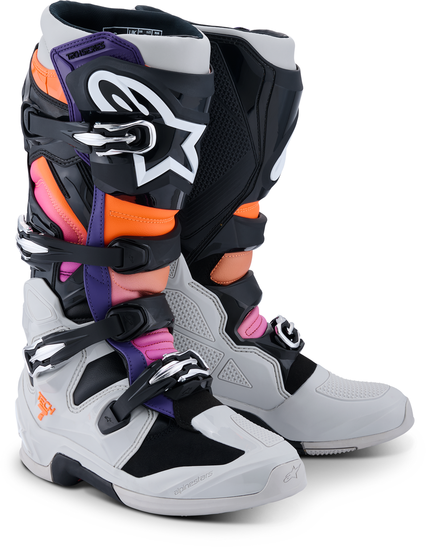 ALPINESTARS TECH 7 BLK/LGHT GRY/ORNG FL/MAGNTA 11