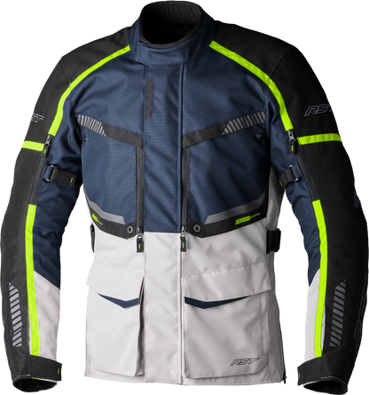 RST Maverick Evo CE Motorcycle Jacket Navy and Silver Textile - Level 2 Armor