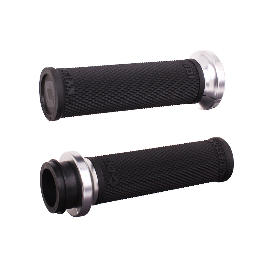 ODI Rufian Grips for Indian Tbw 1 inch Black/Silver - Performance Motorcycle Handlebar Grips