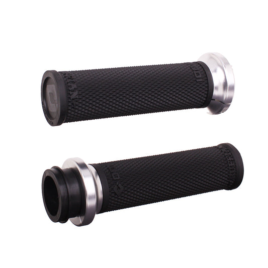 ODI Rufian Grips for Indian Tbw 1 inch Black/Silver - Performance Motorcycle Handlebar Grips