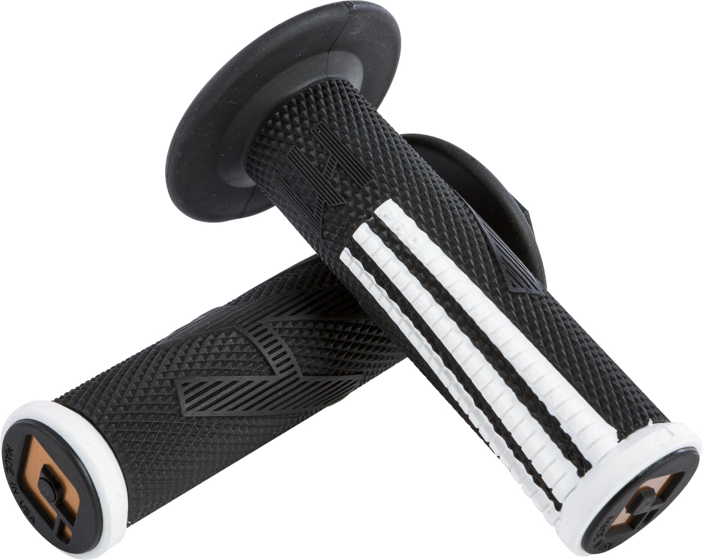 ODI Emig2 Pro V2 Lock-On Grip Black/White – Signature MX Handlebar Grip with Soft Compound and Aluminum Reinforced Ends
