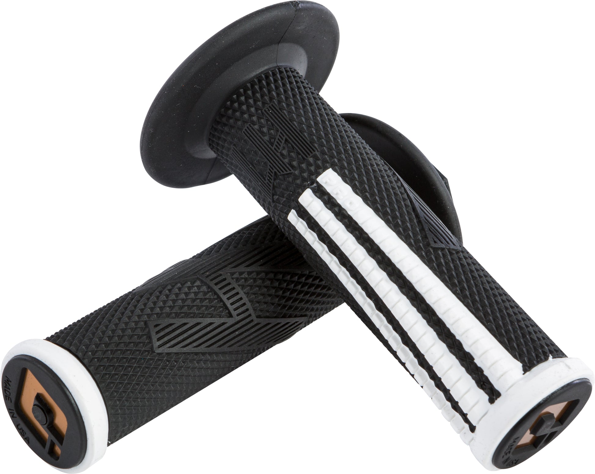 ODI Emig2 Pro V2 Lock-On Grip Black/White – Signature MX Handlebar Grip with Soft Compound and Aluminum Reinforced Ends