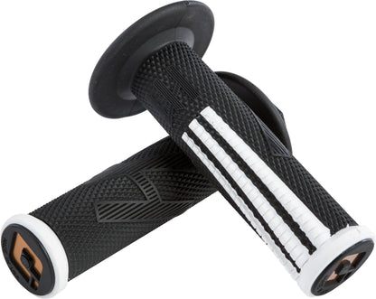 ODI Emig2 Pro V2 Lock-On Grip Black/White – Signature MX Handlebar Grip with Soft Compound and Aluminum Reinforced Ends