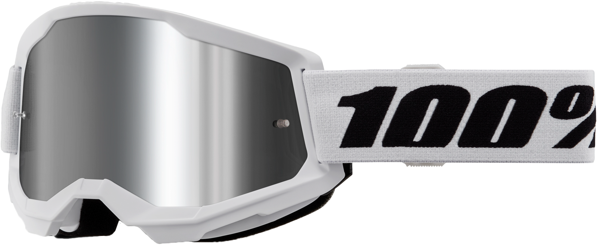 100-Percent Strata 2 Goggle White Mirror Silver Lens - High-Performance Riding Gear