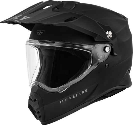 Fly Racing Trekker Solid Helmet Matte Black XS - DOT & ECE Approved Motorcycle Helmet with Drop Down Sunshade and Removable Interior