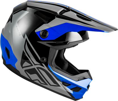 FLY Racing Kinetic Crest Helmet Grey/Black/Blue - Size Large