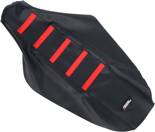 Moose Offroad Ribbed Seat Cover for Honda CR125/250 '00-'07 – Black with Red Ribs, Part Number CR12500-331RT