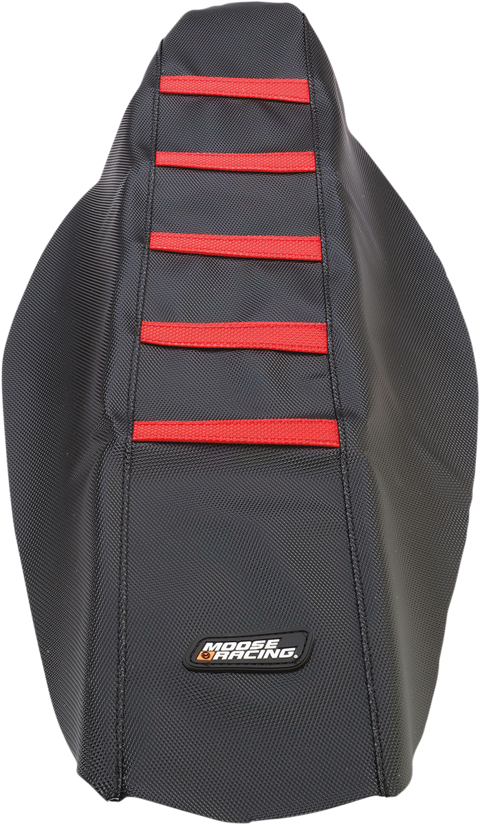 Moose Offroad Ribbed Seat Cover for Honda CRF250/450 (2013-2017) – Black with Red Ribs, Part CRF45013-331RT