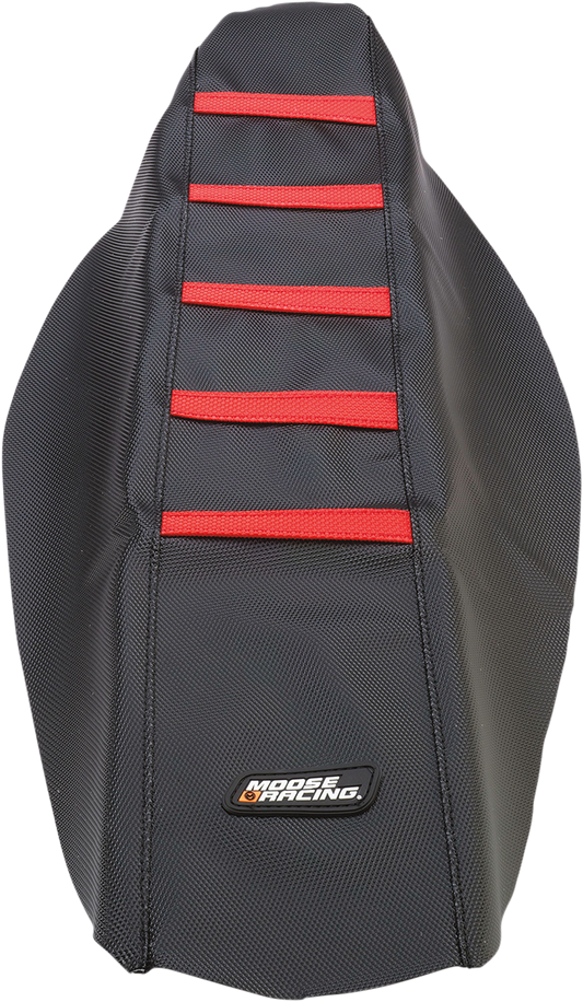 Moose Offroad Ribbed Seat Cover for Honda CRF250/450 (2013-2017) – Black with Red Ribs, Part CRF45013-331RT