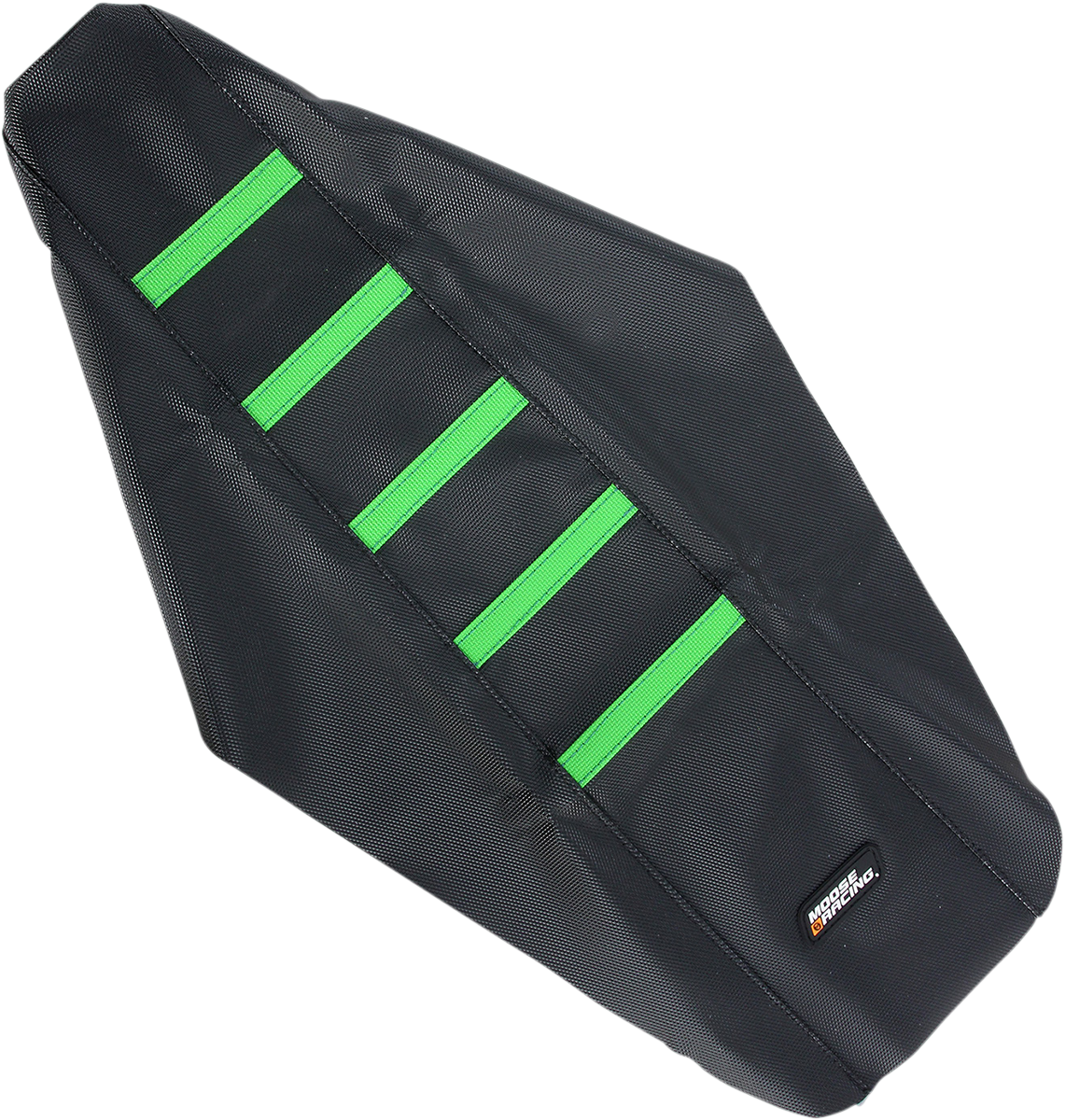 Moose Offroad Ribbed Seat Cover for Kawasaki KX125/250 (2003-2007) - Black with Green Ribs, Part #KX12503-334RT