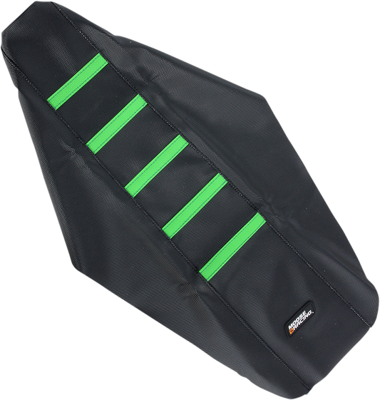 Moose Offroad Ribbed Seat Cover for Kawasaki KX125/250 (2003-2007) - Black with Green Ribs, Part #KX12503-334RT