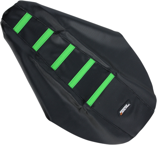Moose Offroad Kawasaki KX Ribbed Seat Cover (Part KX8091-334RT) - Black with Green Ribs