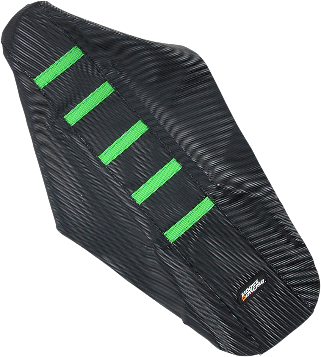 Moose Offroad Ribbed Seat Cover for Kawasaki KX250/KX450 (2006-2008) - Black with Green Ribs, Part KXF25006-334RT
