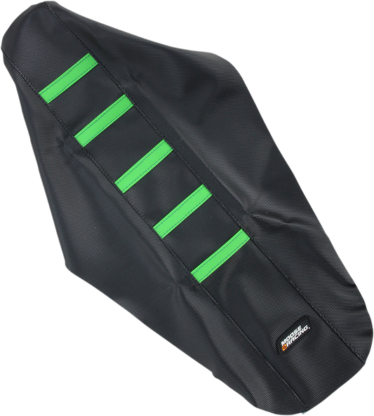 Moose Offroad Ribbed Seat Cover for Kawasaki KX250/KX450 (2006-2008) - Black with Green Ribs, Part KXF25006-334RT
