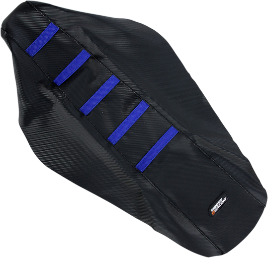 Moose Offroad Ribbed Seat Cover for Yamaha YZ125/250 (2002-2021) - Black with Blue Ribs, Part #YZ12502-332RT